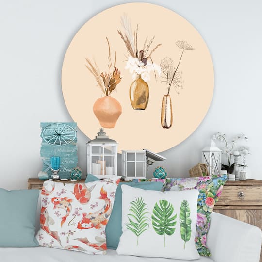 Designart - Bouquets Of Wildflowers In Gold Vases I